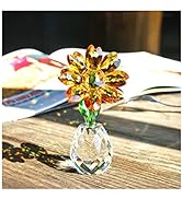 QFkris Crystal Sunflower Figurine Table 3.5" Crystal Flower Collectible Ornament Home Decoration ...