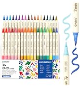 Grabie 72 Colors Acrylic Paint Markers, Soft Brush Tip Acrylic Markers Set, Water Based Acrylic M...