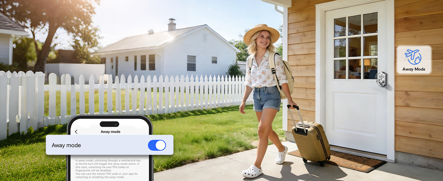 When Vacation Mode is on, all codes except the master user code are disabled to secure your home.