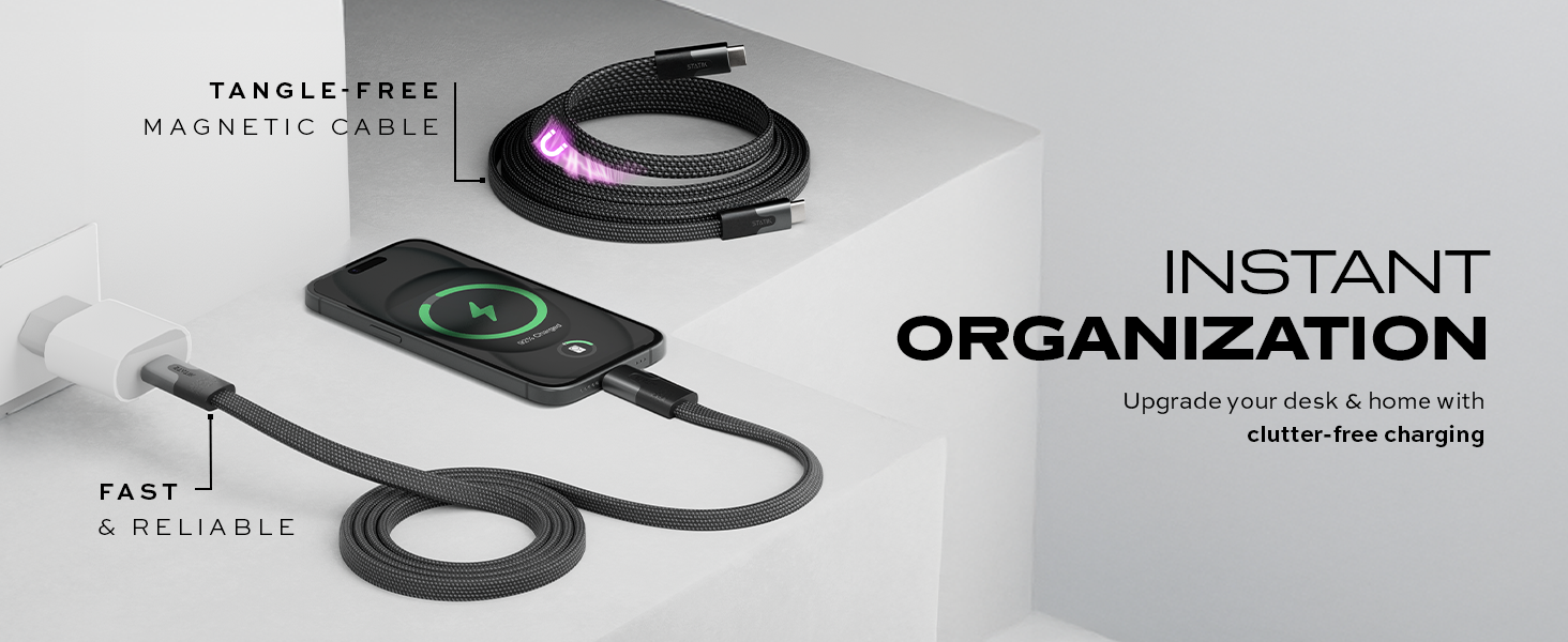magstack statik magtame anti-tangle tangle-free magnetic charging cable iphone usb c usbc usb-c