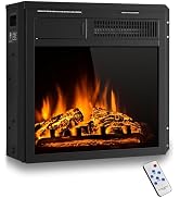 ARLIME 18” Electric Fireplace Insert, Small Recessed Firebox Heater w/Remote Control &amp; Adjustable...