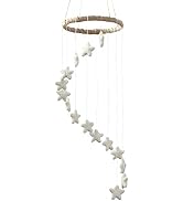 White Spiral Felt Star Nursery Ceiling Mobile- Neutral Children's Room Ceiling Decor- Nursery Boy...