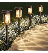 XMCOSY+ Solar Pathway Lights Outdoor 6 Pack, 20 LM Solar Garden Lights Warm White Solar Powered W...