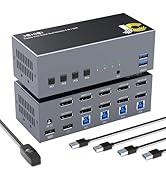 JCHICI 8K@60Hz DisplayPort KVM Switch Dual Monitor for 4 Computers | 4K@144Hz DP 1.4 w/DSC | USB ...
