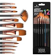 Professional Artist Paint Brush Set of 12 - Painting Brushes Kit for Kids, Adults Fabulous for Ca...