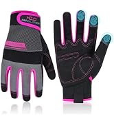 HANDLANDY Work Gloves for Women, Breathable Leather Gardening Glove for Yard Maintenance, Hand Pr...