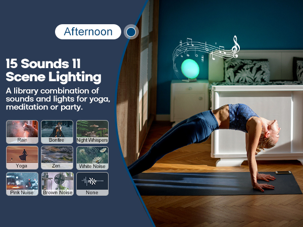 Sunrise alarm clock with wireless charging white noise sleep sound machine nursery night light 