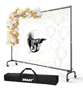 EMART Rolling Backdrop Stand with Wheels - 10 x7.5 ft (WxH) Adjustable - Moveable Photo Banner Ba...