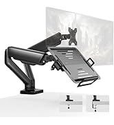 monTEK Laptop Arm Mount for Desk for Max 32” Screen and 18” Notebook, Dual Monitor Stand with Adj...