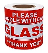Hybsk 2"3" Handle With Care Thank you Glass Stickers Adhesive Label 300 Per Roll