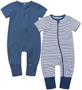 Feidoog Toddler 2 Pack Baby Zipper Rompers Cotton Short Sleeve One Piece Jumpsuit Outfits