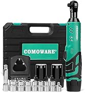 COMOWARE 3/8 Cordless Electric Ratchet Wrench Kit, 40ft-lbs Torque, 12V Power, 8 Sockets, LED Lig...