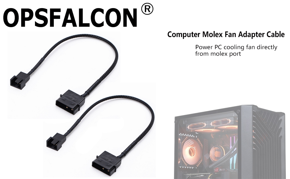 4-Pin (Actual 2-Pin) Molex to 3 Pin 12V PC Case Fan Power Adapter Cable
