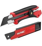 HAUTMEC 25mm Extra Heavy-Duty Utility Knife with 10pcs Blade set, Multi-Purpose Snap-off Box Cutt...