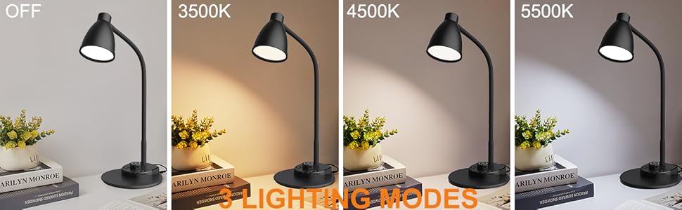 LED Desk Lamp with USB Charging Port Reading Light Task Lamp Flexible Gooseneck Table Lamp