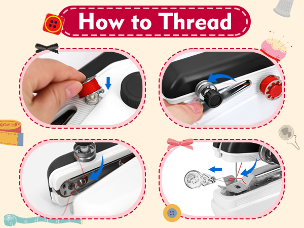 Easy Electric Stitching for Home, Travel &amp; DIY Repairs, White black red