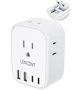 European Travel Plug Adapter, LENCENT International Type-C Foldable Power Plug with 4 Outlets, US...