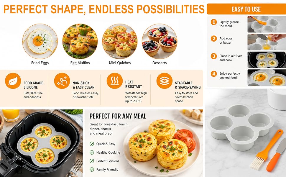 4 Cups Silicone Air Fryer Baking Pan
