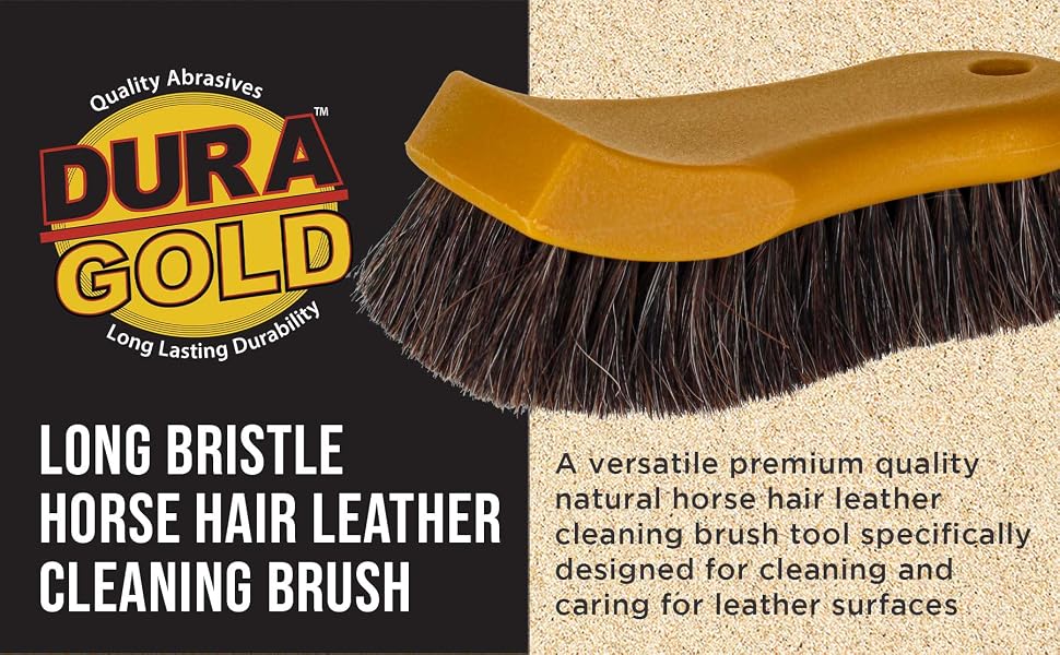 Dura-Gold Horse Hair Leather Cleaning Brush - Scrub Car Upholstery, Seats, Furniture, Fabric, Shoes