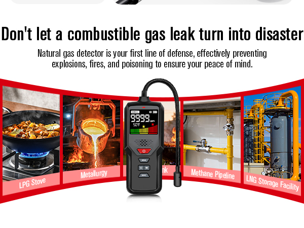 natural gas leak detector probe propane methane meter monitor reader alarm home safety