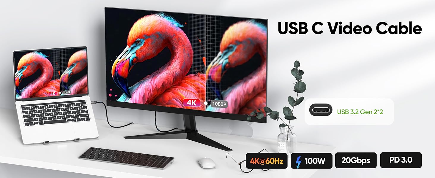 25 foot usb c cable male to male video capable