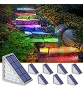 NIORSUN Solar Step Lights for Outside,8 Pack RGB Solid Color Changing Solar Stair Lights Outdoor ...