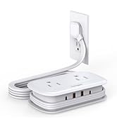 Travel Power Strip with USB Ports, 4 Outlets 4 USB(2 USB C) with 3.6FT Wrapped Short Flat Plug Ex...