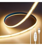 ShineBurky 6.56FT/2M COB LED Strip Light, Warm White 3000K USB LED Tape Lights, 640LEDs CRI93+Fle...