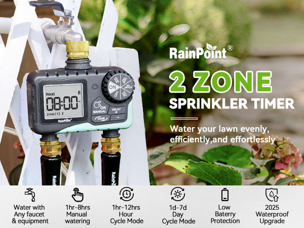 2 zone sprinkler timer