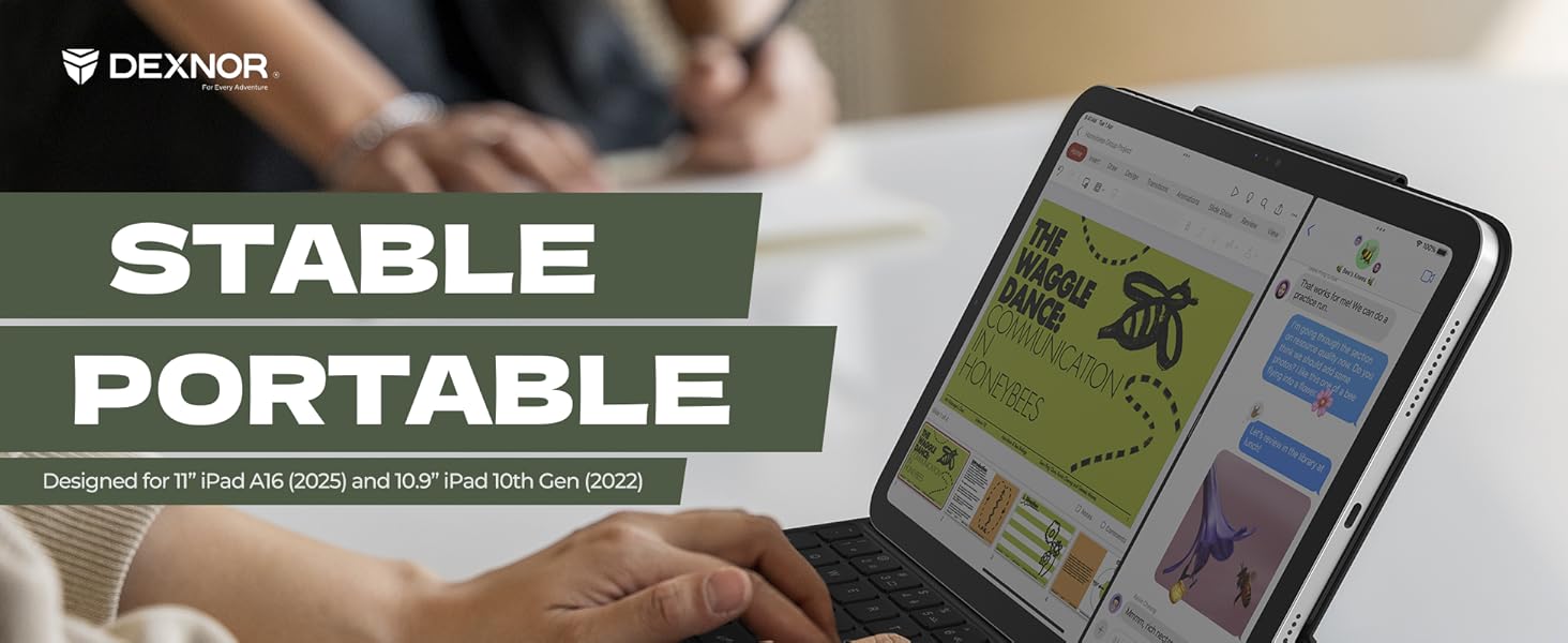 Dexnor for iPad 11th (A16)/ 10th Generation Case with Keyboard