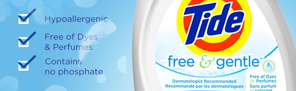 Tide Free &amp; Gentle – Hyoallergenic, Free of dyes&amp;perfumes and contains no phosphate