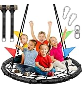 Odoland Spider Web Tree Swing, Outdoor Saucer Net Swing, 900D Oxford Platform Swing for Kids Adul...