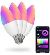 MoesGo Smart Candelabra Led Light Bulbs, WiFi E12 Smart Bulbs, 2700K-6500K CW&amp; RGB Dimmable, Smar...
