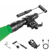 ULTRAFIRE Green Hunting Flashlight with Picatinny Mount and Pressure Switch, Rechargeable Green F...