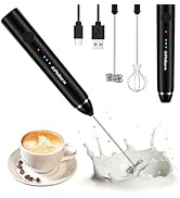 Philorn Milk Frother Handheld Rechargeable Coffee Frother - Frother Wand with 2 Heads, Electric W...