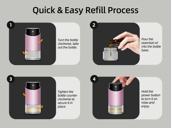 waterless diffuser essential oil scent aromatherapy sentiment air freshener car hom room office mini
