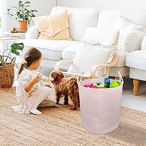 tall pink basket rope
