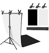 JEBUTU Product Photography Photo Backdrop Stand Kit, Photography Props, 26.8x50in White Black Bac...