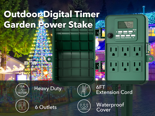 Outdoor Power Stake Timer Waterproof