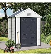 Kingdura 6x4 FT Resin Outdoor Storage Shed with Reinforced Floor, All-Weather Resistant Plastic G...