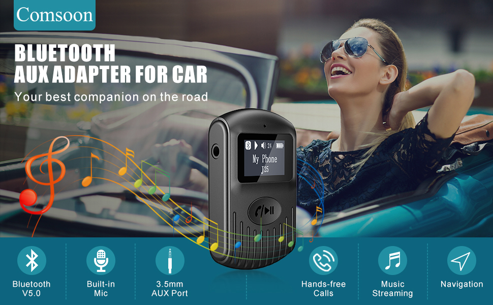Comsoon Bluetooth aux adapter for car - Your Best Companion on The Road