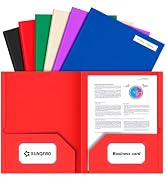 SUNQEBO Two Pocket Folders, 6 Pack Paper Folders with Pockets, Thick Paper File Folders with 10 L...