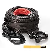 BUNKER INDUST Synthetic Winch Rope + D-Ring Shackle + Winch Hook,100ft x 3/8" 26500Ibs Winch Cabl...