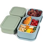 suhunide 4Pack Silicone Food Storage Containers,Reusable Silicone Bento Box,is Perfect for Lunch,...