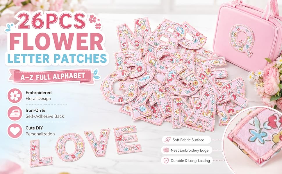 26 PCS FLOWER LETTER PATCHES