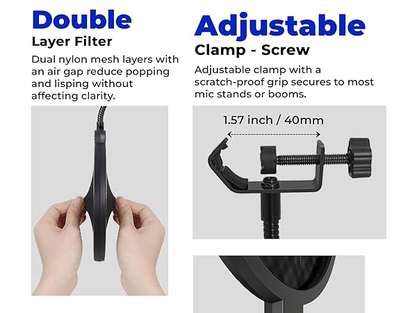 pop filter for mic blue yeti microphone hyperx quadcast shure sm7b podmic elgato wave metal filters