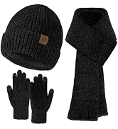 Winter Hat Gloves Scarf Set for Women Men Warm Lining Beanie Hats Touchscreen Gloves Thick Soft S...