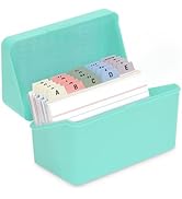 H4D 3x5 Index Card Holder with 100 Heavyweight Ruled Index Cards and 25 Plastic Dividers, Mint Green