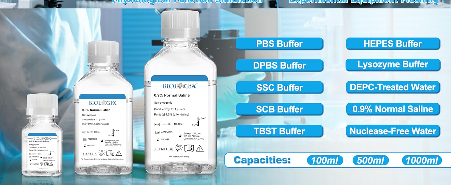 0.9% Normal Saline Solution, 1000ml 0.1um Filtration Sterilized SPSS Buffer