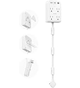Short Power Strip 2FT - Flat Wall Extension Cord with 4AC Outlet and 3 USB Ports(1 Type C), Multi...